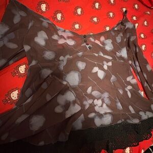 Urban Outfitters Brown Floral Blouse